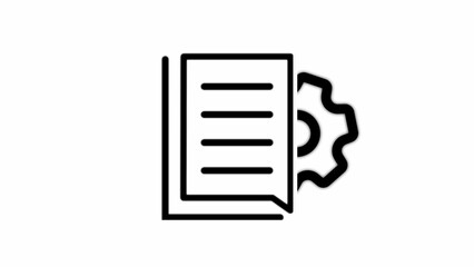Document with gear icon represents processing configuration and setting options for work