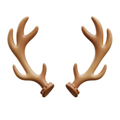 Fototapeta premium Digital Render of Light Brown Deer Antlers on Transparent Background