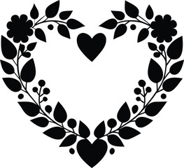 Heart filled wreath silhouette with romantic love theme © rashelrs43