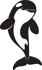 Stylized orca whale silhouette line art, Black and white orca vector for prints