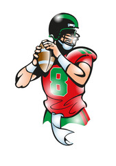 Quarterback with the ball ready to pass