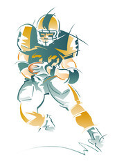 American football player running with the ball