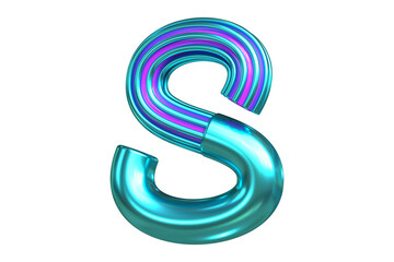 Naklejka premium Vibrant curved tube 3D letter S. Modern alphabet design for creative projects. High quality 3D rendering.