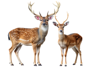 male and female deer on isolated white background, PNG