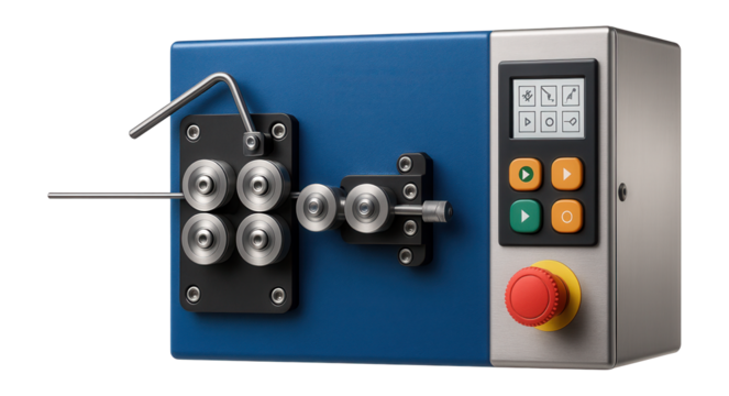 Wire forming machine with a programmable logic controller for batch production in a household appliance factory