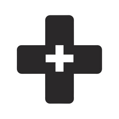 Obraz premium Medical cross with bandage design silhouette for healthcare aid clinic and first aid theme