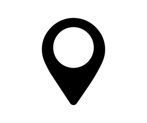 Black location pin symbolizing navigation and direction in digital maps. Marker, Destination Symbol, Pointer, Position sign. Flat style, GPS location symbol vector design and illustration. © BlazingDesigns