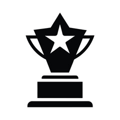 Trophy with star on top silhouette for award celebration recognition and sports success
