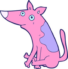 cartoon dog in bright neon color