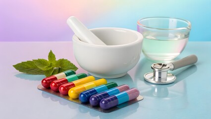 Colorful Pills, Natural Remedies, and Medical Tools for Health and Wellness