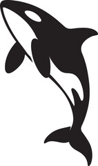 Orca silhouette dynamic sea illustration, Powerful leaping whale line art © jakircreativedesign