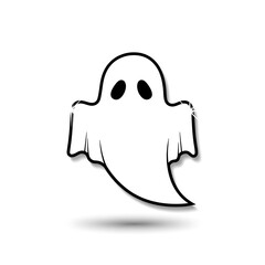 Cute Ghost Icon Spooky Halloween Costume Apparition for Festive Designs.
