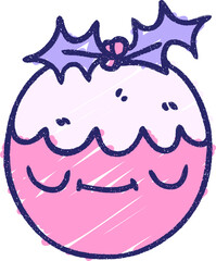 Christmas Pudding Chalk Drawing in bright neon color