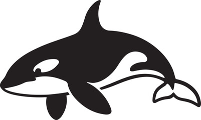 Minimal orca whale design black white, Clean silhouette of ocean creature © jakircreativedesign