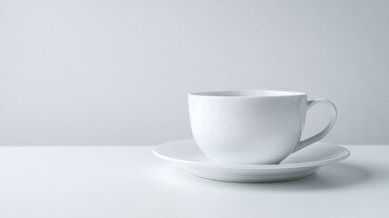 Obraz premium Simple white coffee cup on saucer
