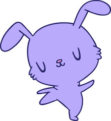 cartoon illustration kawaii cute furry bunny in bright neon color