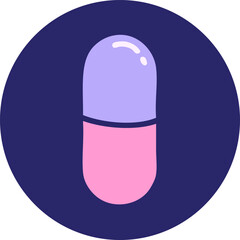 iconic tattoo style image of a pill in bright neon color
