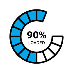 Circle 90 percent loading or circle 10 percent progress