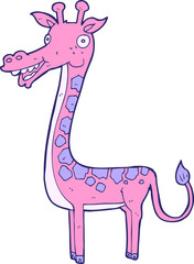 cartoon giraffe in bright neon color