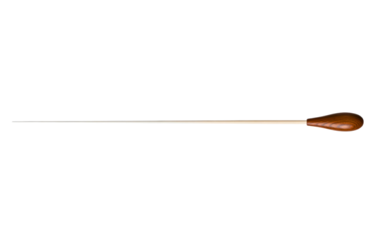 Wooden handle orchestral conductor baton isolated on a transparent background
