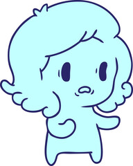 Obraz premium freehand drawn cartoon of kawaii scary ghost in bright neon color