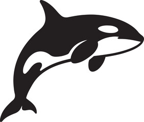 Majestic orca leaping ocean animal art, Whale silhouette dynamic black design © jakircreativedesign