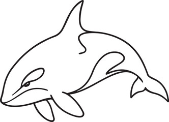Single line orca design modern style, Clean marine life illustration