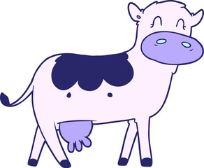cartoon dairy cow in bright neon color