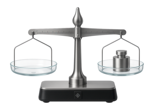 Manual balance scale with a dual-pan setup for weight measurement in a pharmaceutical laboratory
