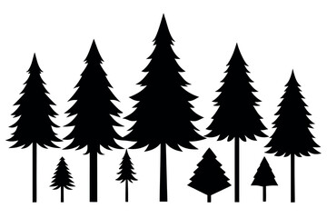 Minimalist Evergreen Tree Silhouettes &ndash; Isolated Pine and Spruce Forest Vector Design
