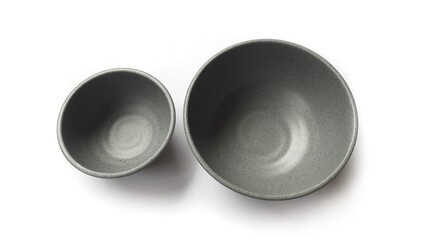 Empty circle grey bowl with ceramic melamin material isolated on white background