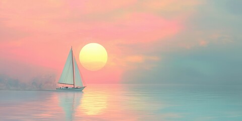 Animated scene of a cartoon sailboat sailing into a pastel dream