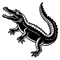 Obraz premium Fierce alligator with open mouth and sharp teeth silhouette