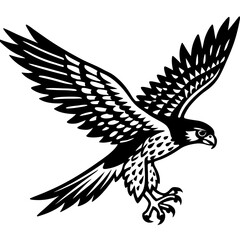 Obraz premium Majestic falcon in flight with detailed feather patterns silhouette