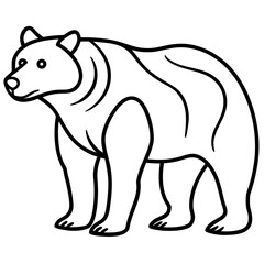 Obraz premium A simple black and white outline drawing of a standing bear silhouette