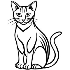 Obraz premium Elegant sitting cat with striking lines and whiskers silhouette