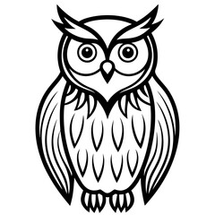 Fototapeta premium Stylized owl with large eyes and feather details silhouette