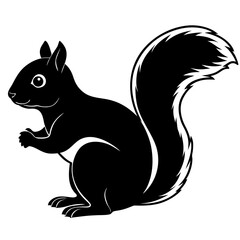 Obraz premium A black squirrel holding a nut in a clean silhouette style