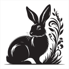Silhouette vector of a rabbit standing on a white background