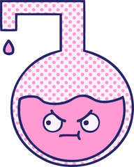 comic book style cartoon of a science experiment  in bright neon color