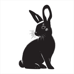 Fototapeta premium Silhouette vector of a rabbit standing on a white background