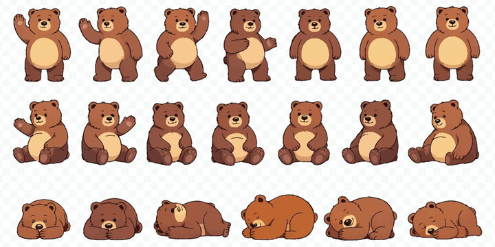 collection of teddybear poses vector art featuring cuddly toys in sitting standing hugging waving positions