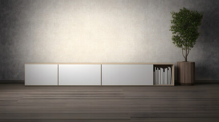 A close-up of an empty shelf with neatly arranged books and photo frames, set against a minimalistic and clean interior background, conveying a cozy and organized home atmosphere.
