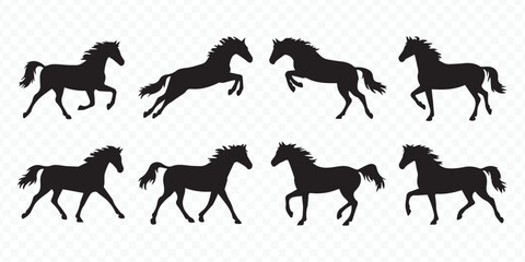 editable scalable horse silhouette vector artwork for professional equine themes, logos and print design