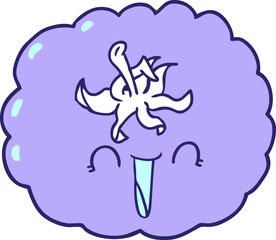 cartoon happy tomato in bright neon color