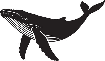 Stylish humpback whale jumping art, Bold marine animal vector design