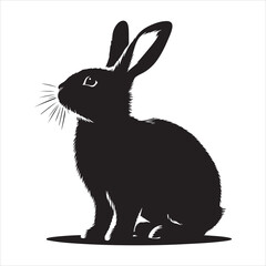 Naklejka premium Silhouette vector of a rabbit standing on a white background