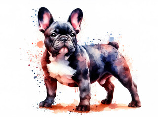 Watercolor French Bulldog Portrait