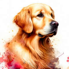 Golden Retriever Watercolor Portrait