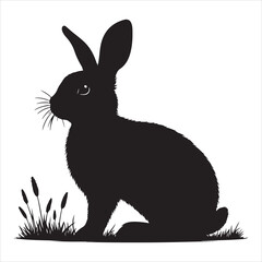 Naklejka premium Silhouette vector of a rabbit standing on a white background